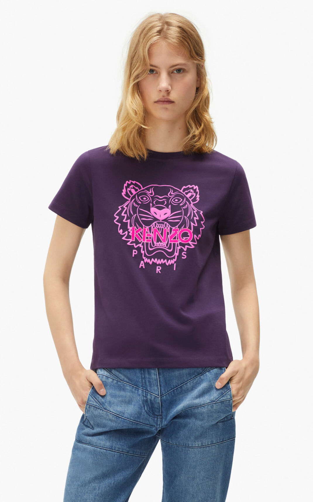 Kenzo Tiger T Shirt Purple For Womens 8324ZFYXM